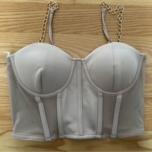 Nude Bustier with Gold Chain Straps Small